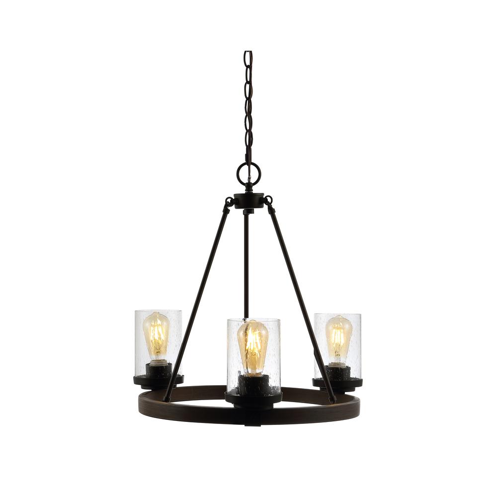 Coronet 3-Light Iron/Seeded Glass Rustic Farmhouse Led Chandelier. Picture 10