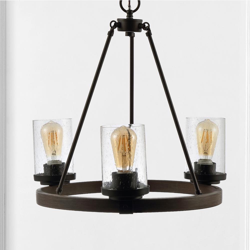 Coronet 3-Light Iron/Seeded Glass Rustic Farmhouse Led Chandelier. Picture 6