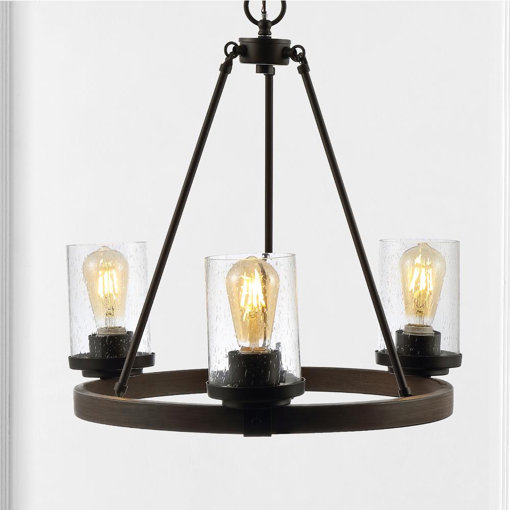 Coronet 3-Light Iron/Seeded Glass Rustic Farmhouse Led Chandelier. Picture 5