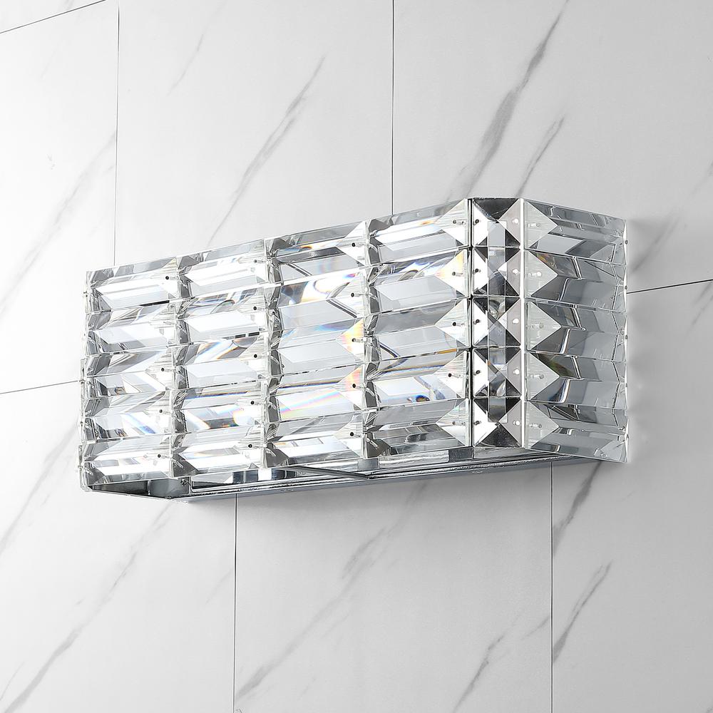 Evelyn Crystal Rectangle Ironcrystal Glam Modern LED Vanity Light. Picture 5