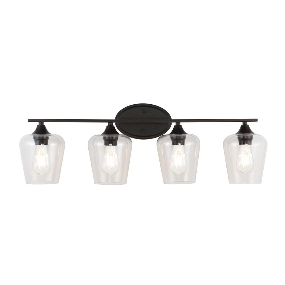 Jayne Iron/Glass Cottage Rustic LED Vanity Light. Picture 1