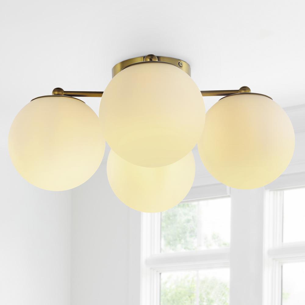 Orly Bohemian Farmhouse Ironfrosted Glass Led Semi Flush Mount. Picture 8