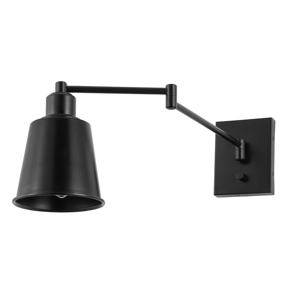 Cary Iron Contemporary Swing Arm LED Wall Sconce. Picture 1