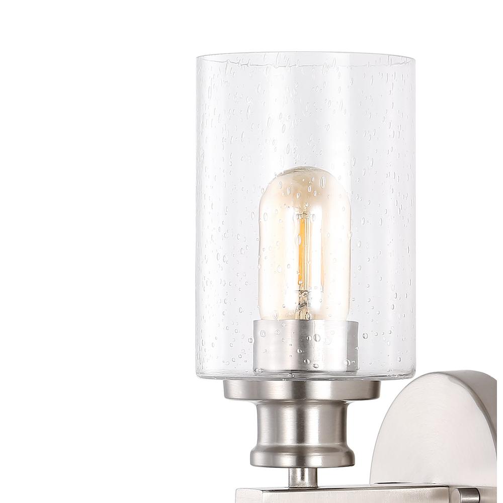 Jules Edison Cylinder Iron/Seeded Glass Farmhouse Contemporary LED Wall Sconce. Picture 3