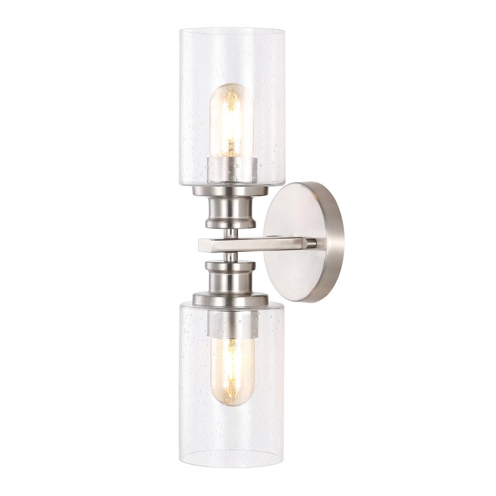 Jules Edison Cylinder Iron/Seeded Glass Farmhouse Contemporary LED Wall Sconce. Picture 11
