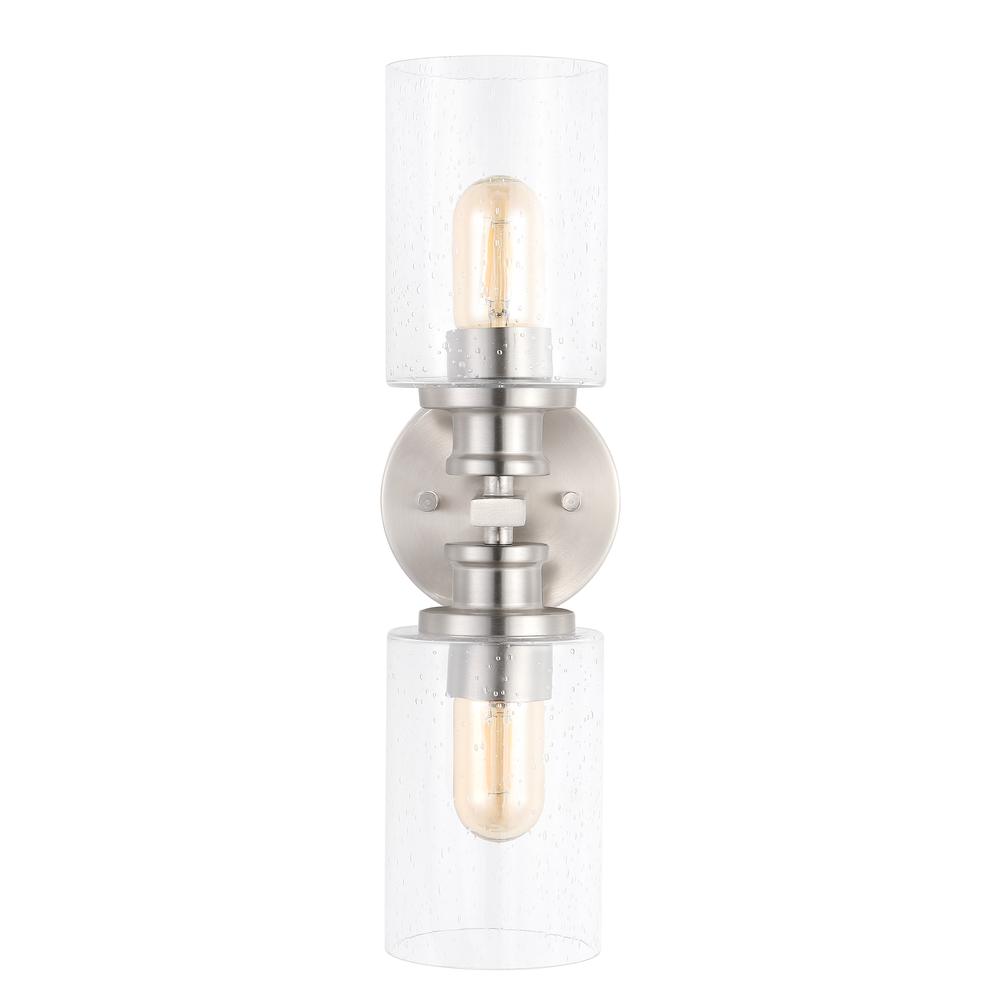 Jules Edison Cylinder Iron/Seeded Glass Farmhouse Contemporary LED Wall Sconce. Picture 2