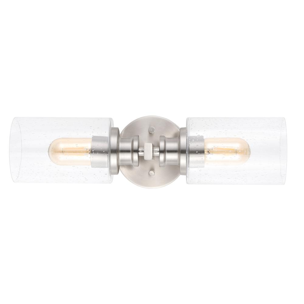 Jules Edison Cylinder Iron/Seeded Glass Farmhouse Contemporary LED Wall Sconce. Picture 6