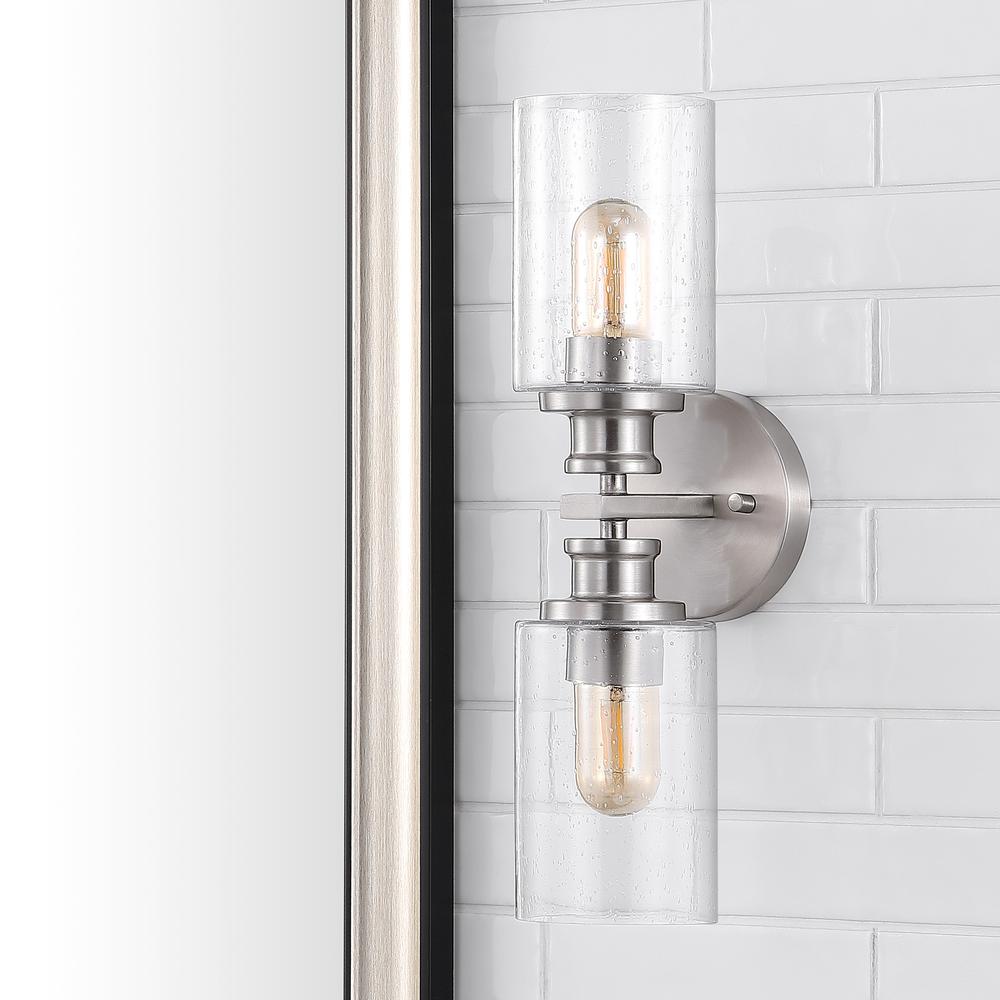 Jules Edison Cylinder Iron/Seeded Glass Farmhouse Contemporary LED Wall Sconce. Picture 10