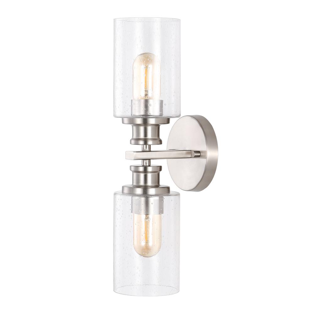 Jules Edison Cylinder Iron/Seeded Glass Farmhouse Contemporary LED Wall Sconce. Picture 7