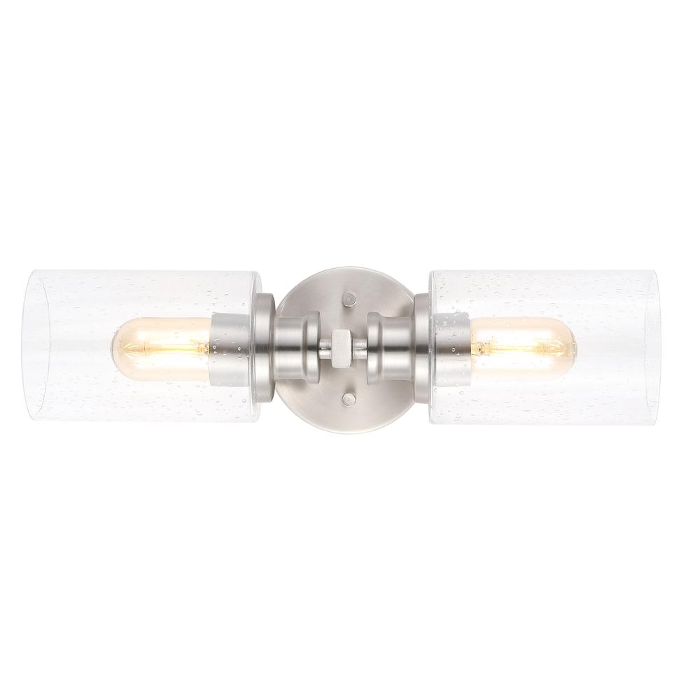 Jules Edison Cylinder Iron/Seeded Glass Farmhouse Contemporary LED Wall Sconce. Picture 5