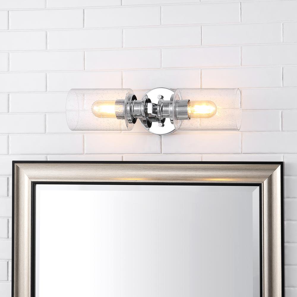 Jules Edison Cylinder Iron/Seeded Glass Farmhouse Contemporary LED Wall Sconce. Picture 12