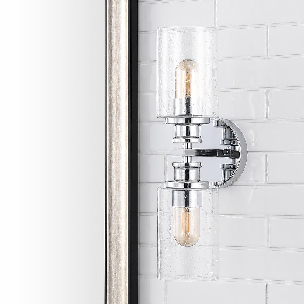 Jules Edison Cylinder Iron/Seeded Glass Farmhouse Contemporary LED Wall Sconce. Picture 9