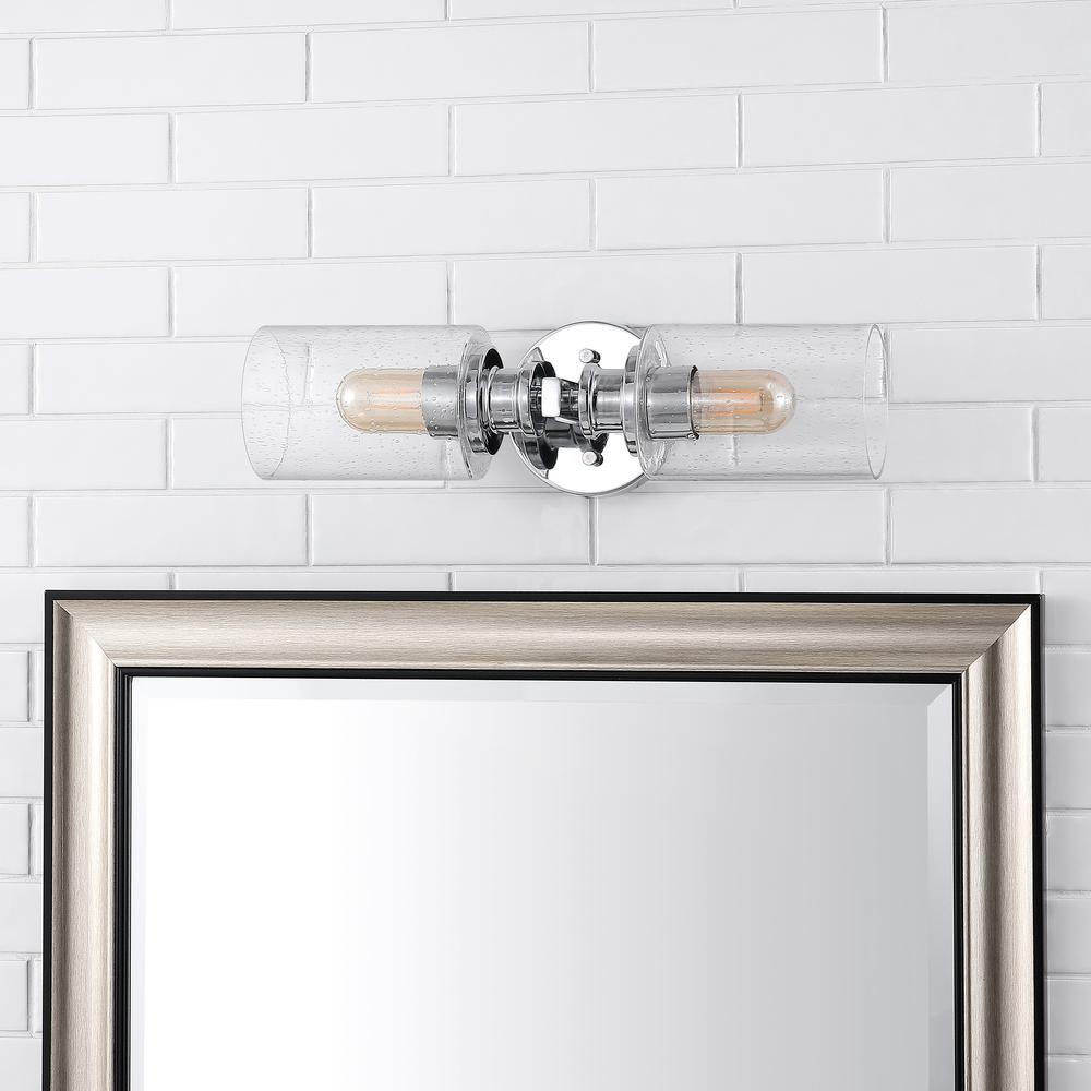 Jules Edison Cylinder Iron/Seeded Glass Farmhouse Contemporary Led Wall Sconce. Picture 10