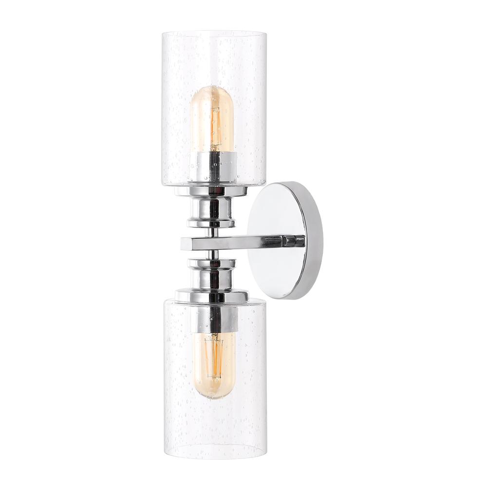 Jules Edison Cylinder Iron/Seeded Glass Farmhouse Contemporary Led Wall Sconce. Picture 7