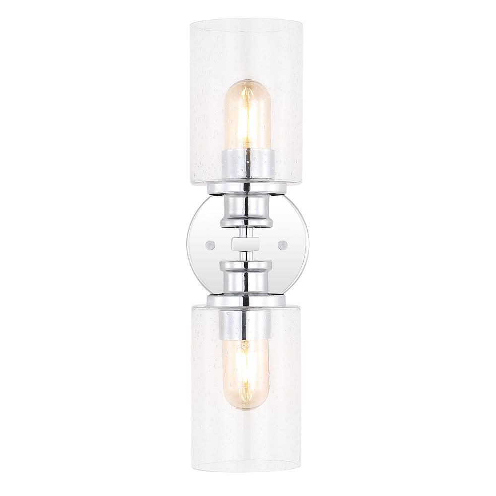 Jules Edison Cylinder Iron/Seeded Glass Farmhouse Contemporary Led Wall Sconce. Picture 1