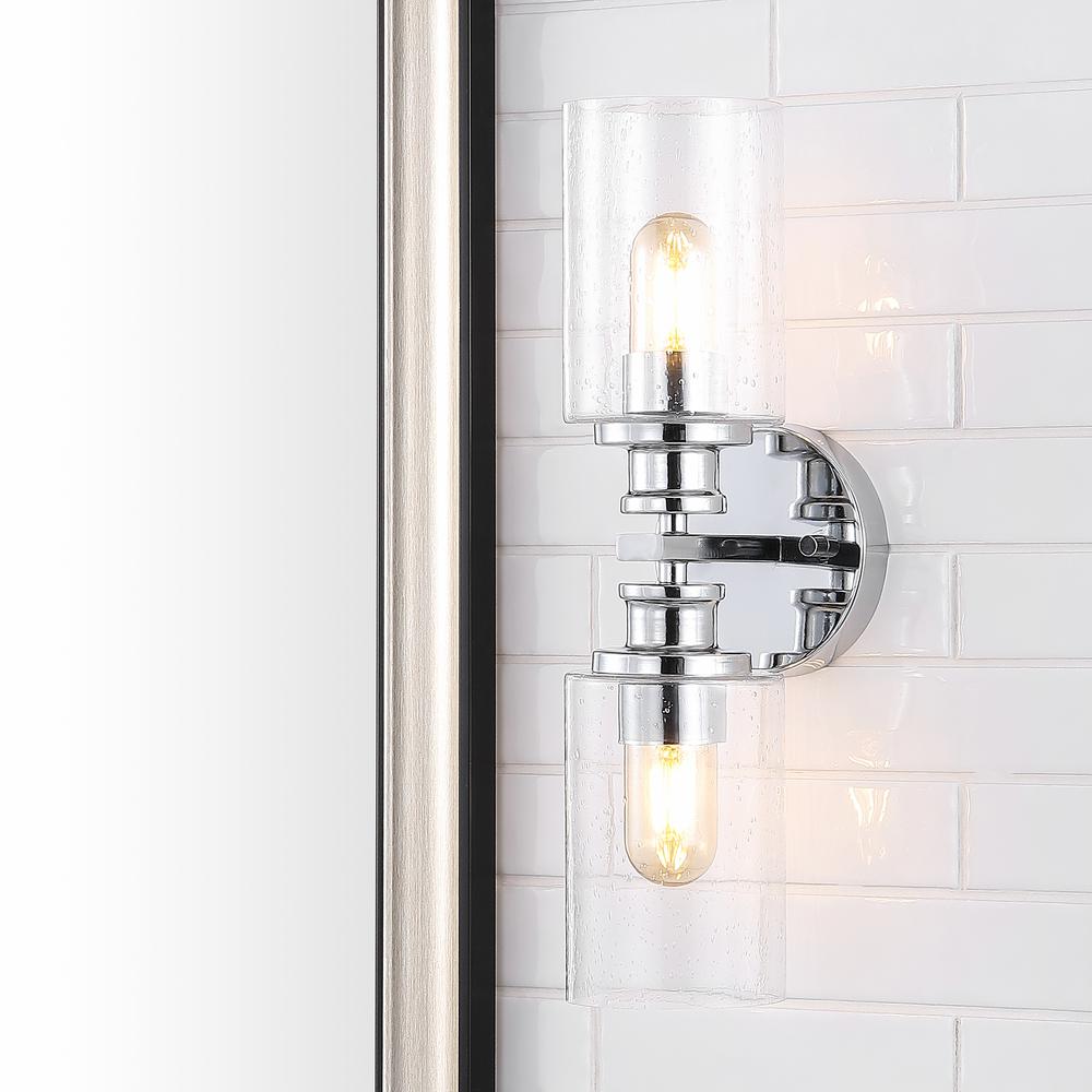 Jules Edison Cylinder Iron/Seeded Glass Farmhouse Contemporary LED Wall Sconce. Picture 8