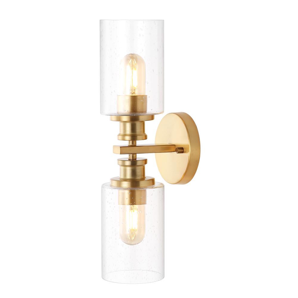 Jules Edison Cylinder Iron/Seeded Glass Farmhouse Contemporary LED Wall Sconce. Picture 11