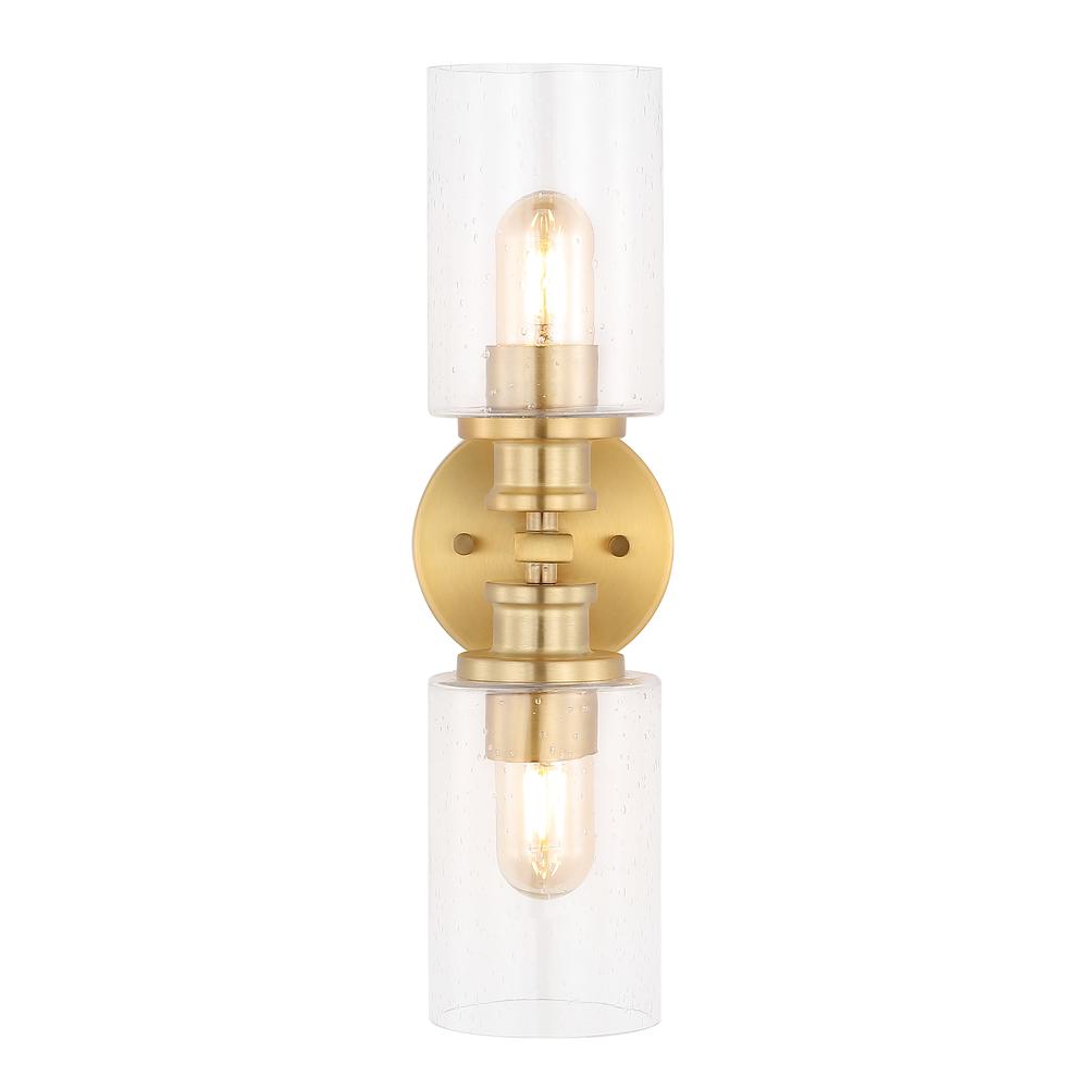 Jules Edison Cylinder Iron/Seeded Glass Farmhouse Contemporary LED Wall Sconce. Picture 5