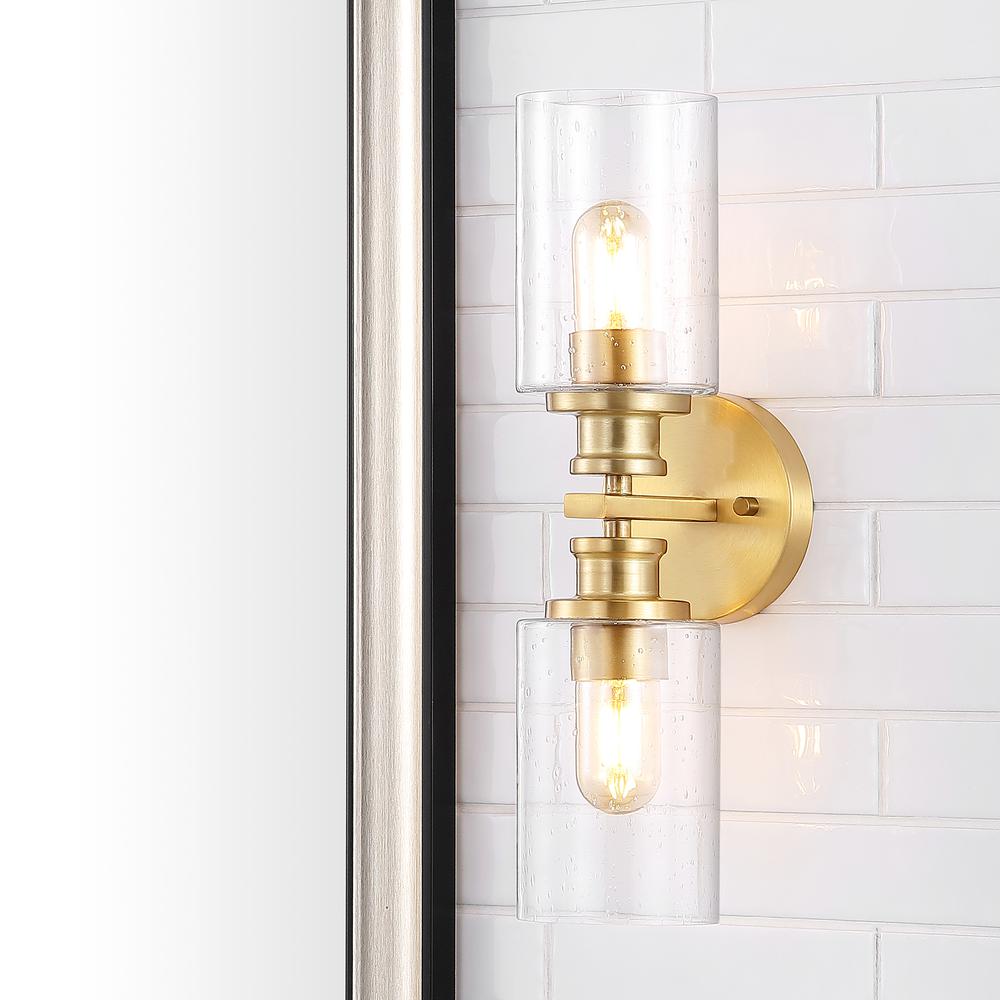 Jules Edison Cylinder Iron/Seeded Glass Farmhouse Contemporary LED Wall Sconce. Picture 8