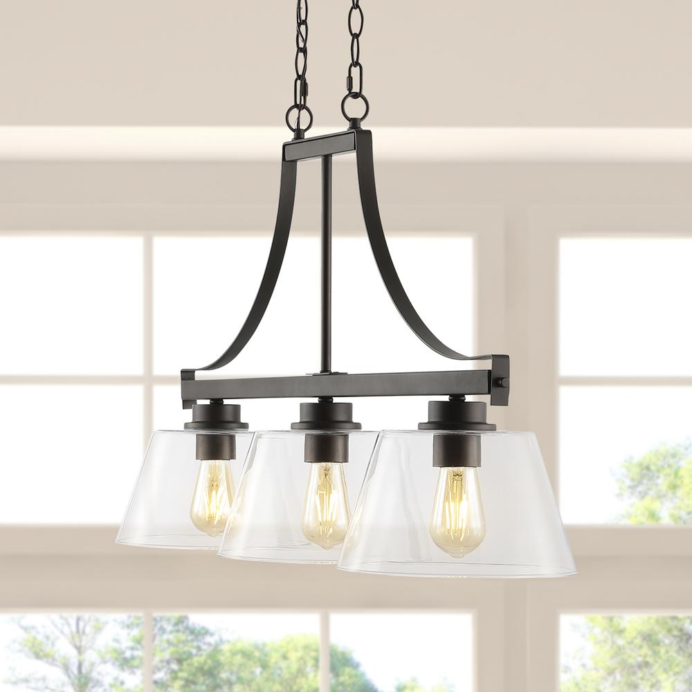 Jayden Industrial Farmhouse Iron/Glass Linear LED Pendant. Picture 9