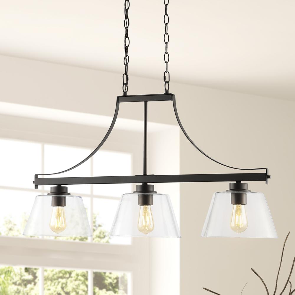 Jayden Industrial Farmhouse Iron/Glass Linear LED Pendant. Picture 10