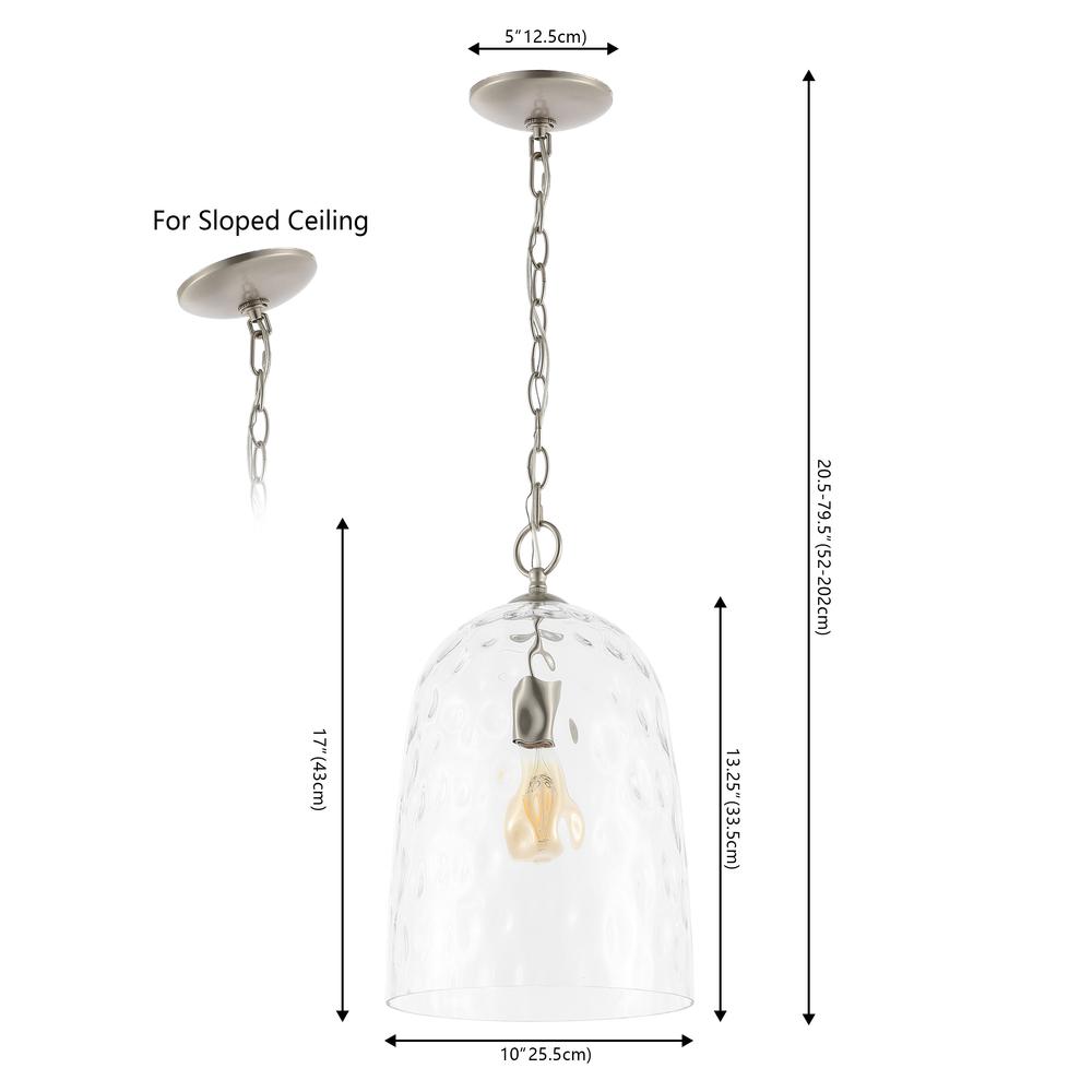 Matilda 1-Light Industrial Designer Iron/Dimple Glass Dome Led Pendant. Picture 7