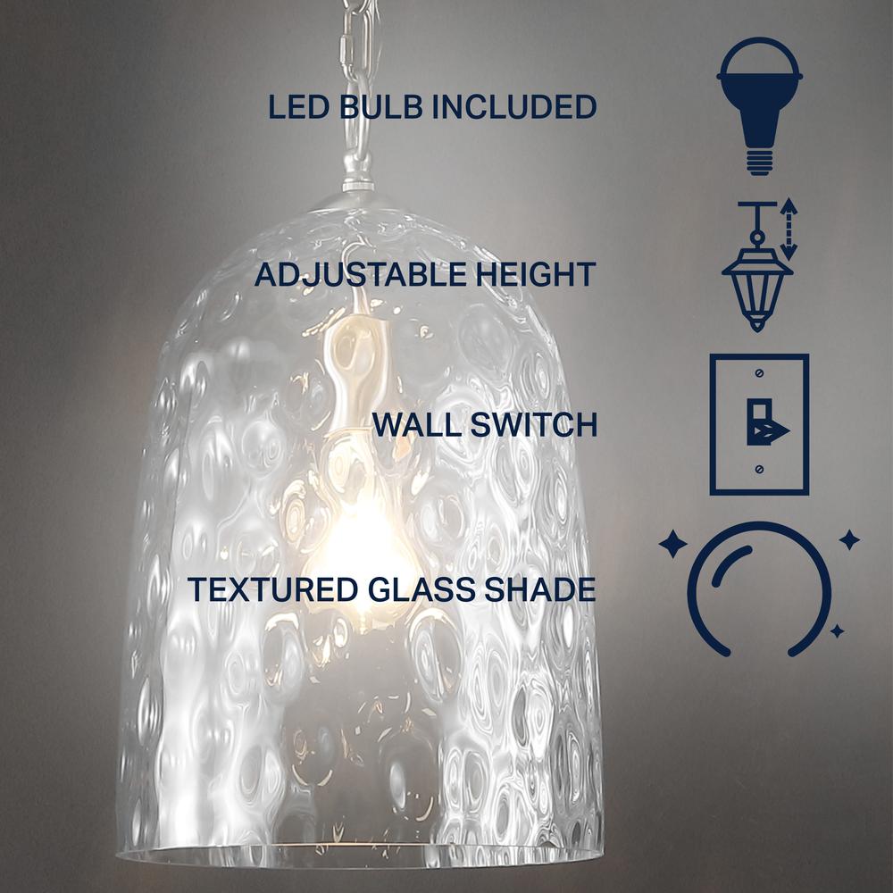 Matilda 1-Light Industrial Designer Iron/Dimple Glass Dome Led Pendant. Picture 4
