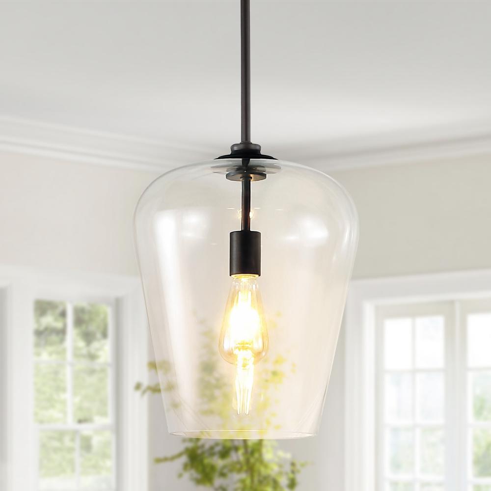 Hayes Industrial Farmhouse Iron/Glass LED Pendant. Picture 7