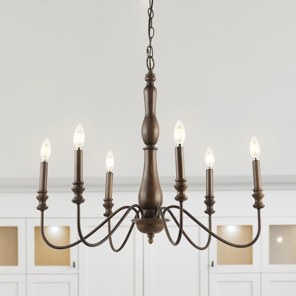 Victoria Rustic Midcentury Iron LED Chandelier. Picture 8