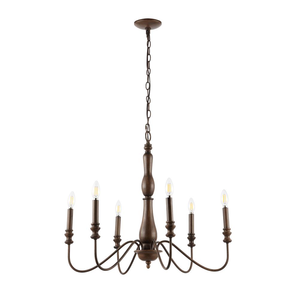 Victoria Rustic Midcentury Iron LED Chandelier. Picture 1