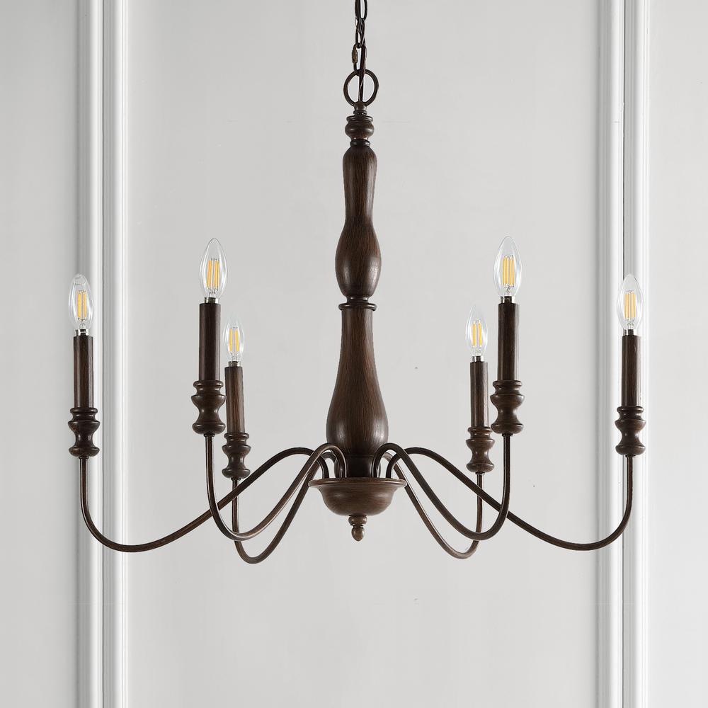 Victoria Rustic Midcentury Iron LED Chandelier. Picture 5