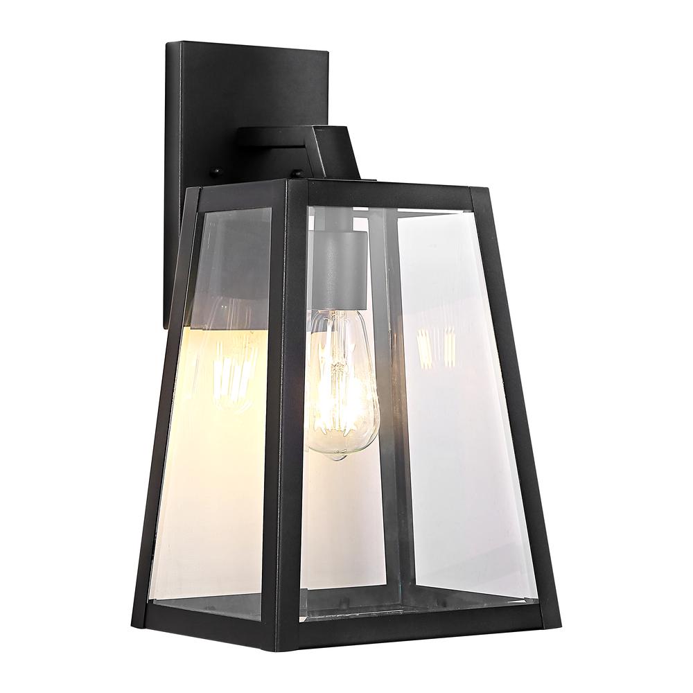 Pasadena Iron/Glass Modern Industrial Angled LED Outdoor Lantern. Picture 7