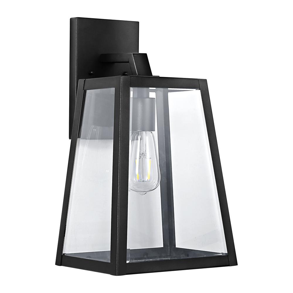 Pasadena Iron/Glass Modern Industrial Angled LED Outdoor Lantern. Picture 2