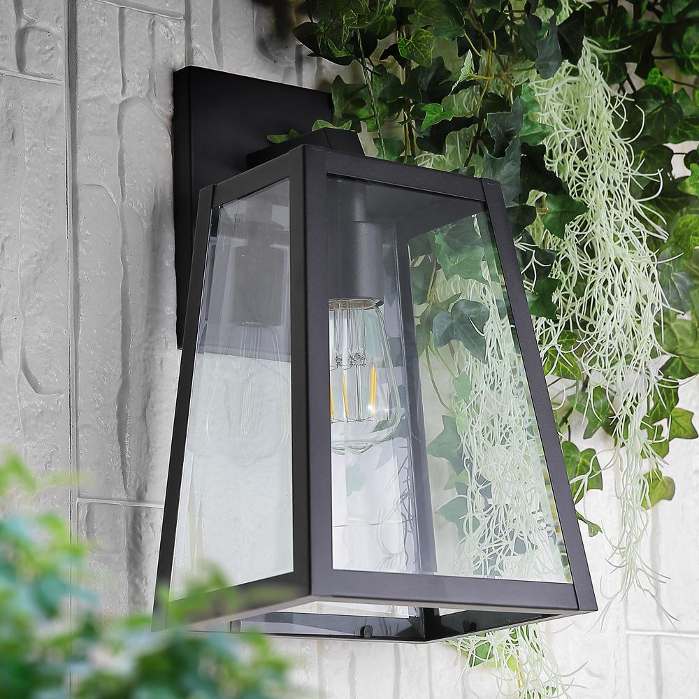 Pasadena Iron/Glass Modern Industrial Angled LED Outdoor Lantern. Picture 6
