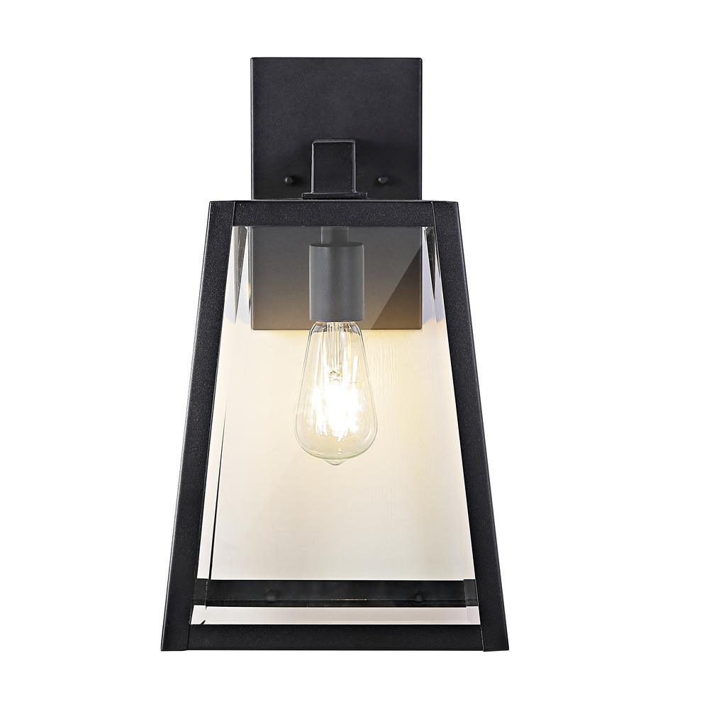 Pasadena Iron/Glass Modern Industrial Angled LED Outdoor Lantern. Picture 1
