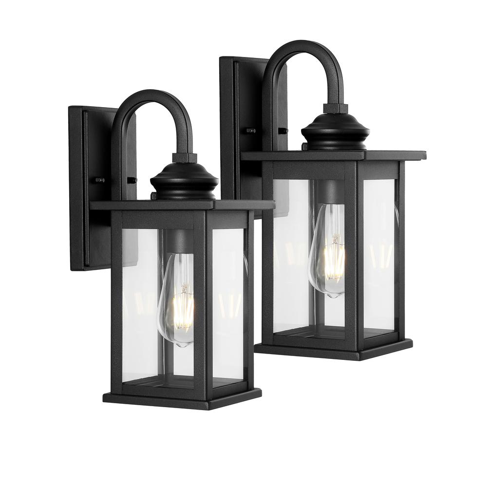 Cary Iron/Glass Traditional Modern LED Outdoor Lantern (Set of 2). Picture 9