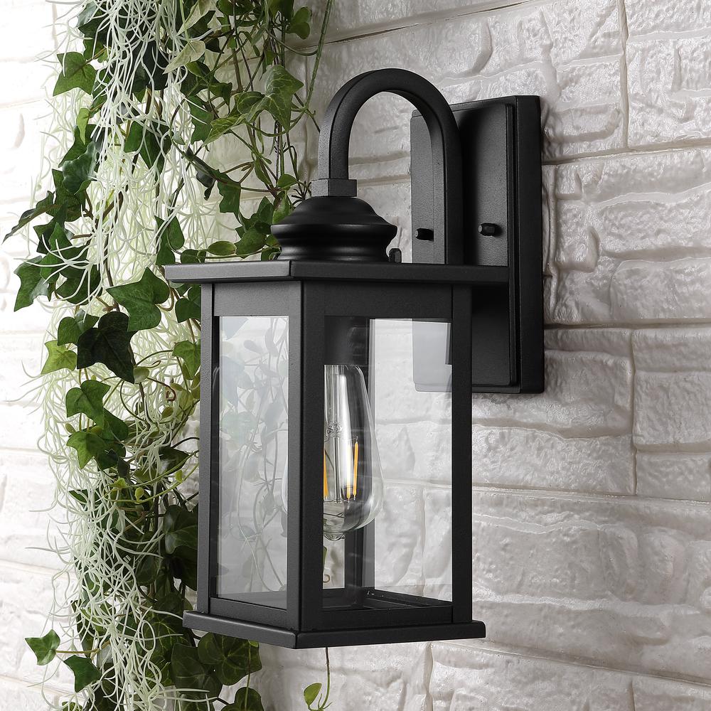Cary Iron/Glass Traditional Modern LED Outdoor Lantern (Set of 2). Picture 7