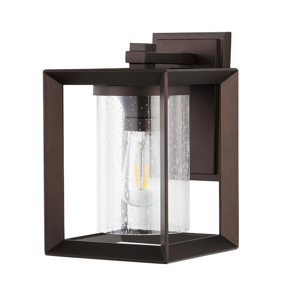Vaughn Iron/Glass Modern Rustic Cube LED Outdoor Lantern (Set of 2). Picture 1