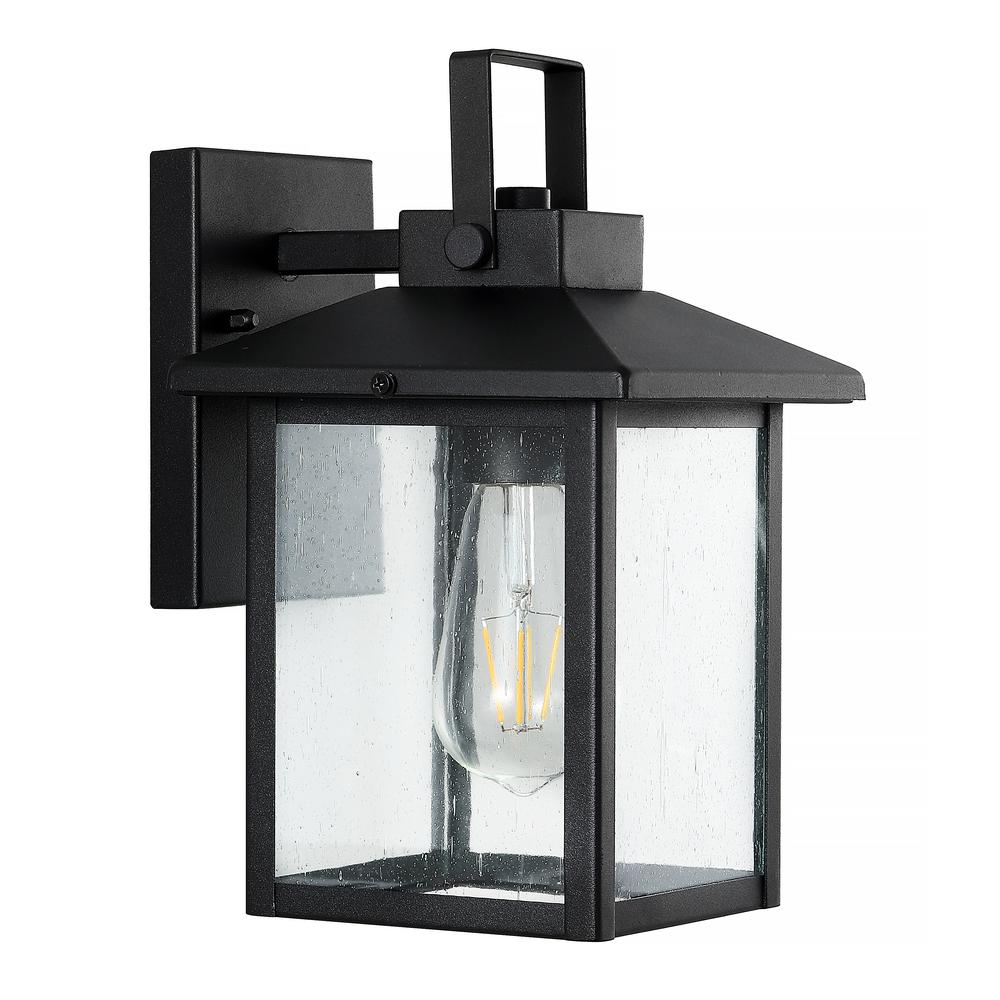 Bungalow Iron/Seeded Glass Rustic Traditionl LED Outdoor Lantern (Set of 2). Picture 5
