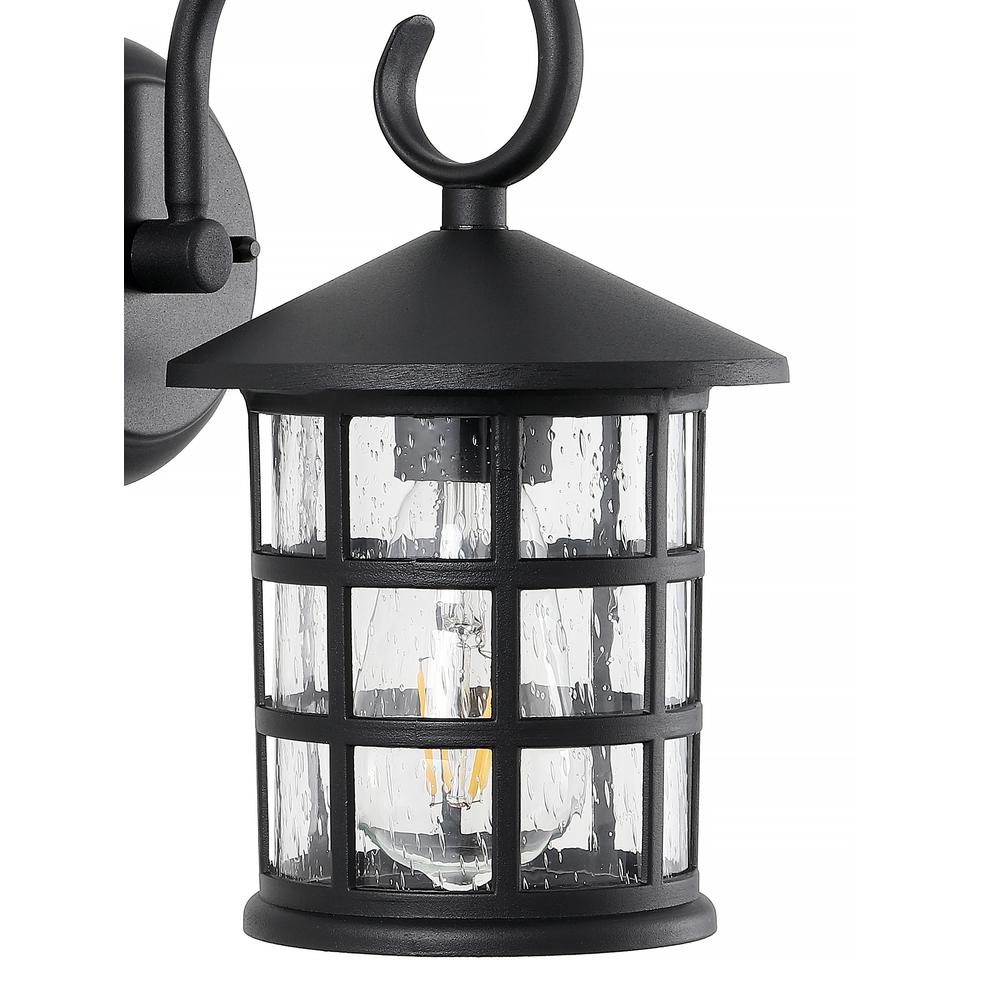 Cadiz Iron/Seeded Glass Cottage Rustic Scrolled LED Outdoor Lantern (Set of 2). Picture 3