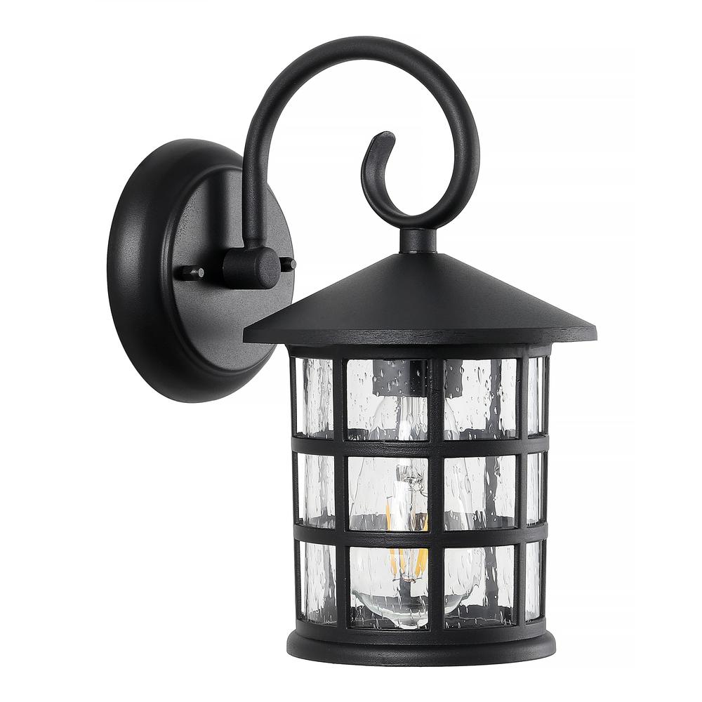Cadiz Iron/Seeded Glass Cottage Rustic Scrolled LED Outdoor Lantern (Set of 2). Picture 5