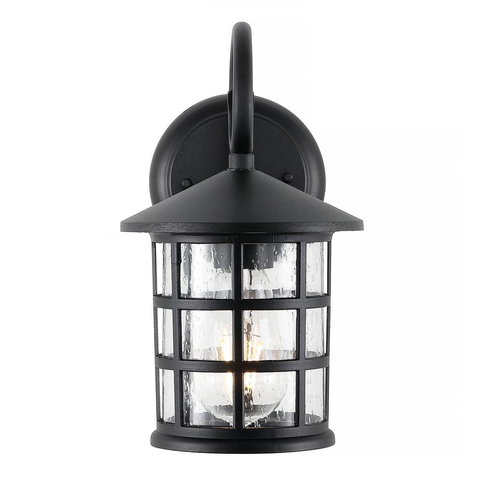 Cadiz Iron/Seeded Glass Cottage Rustic Scrolled LED Outdoor Lantern (Set of 2). Picture 1