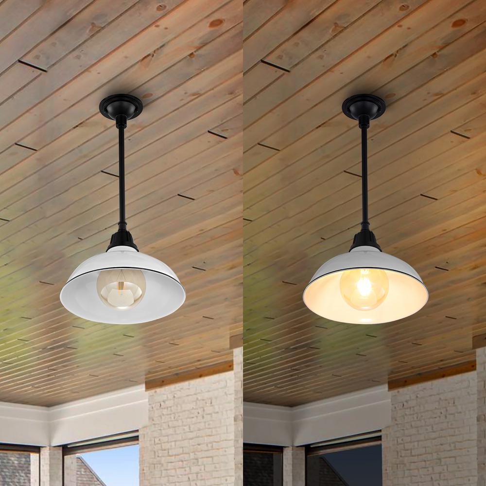 Jasper Farmhouse Industrial Indoor/Outdoor Iron LED Pendant. Picture 8