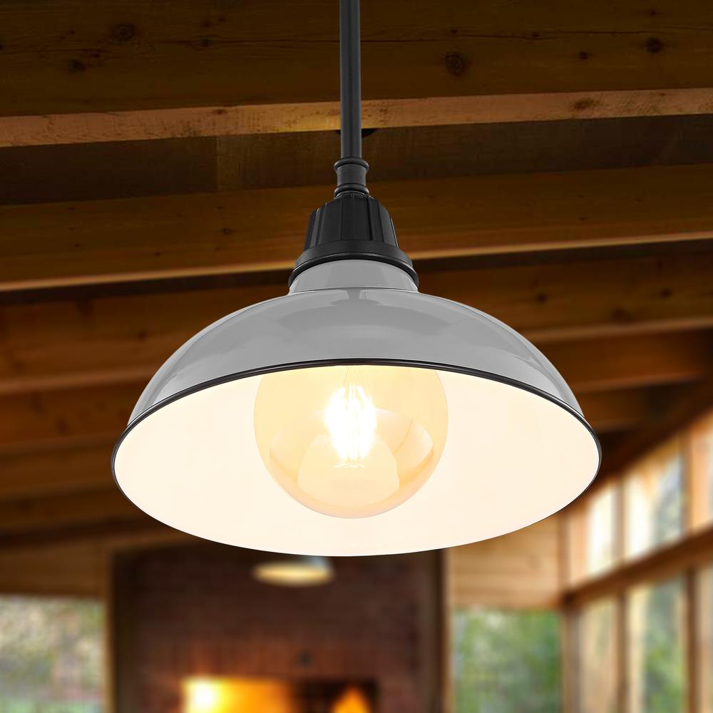 Jasper Farmhouse Industrial Indoor/Outdoor Iron LED Pendant. Picture 7
