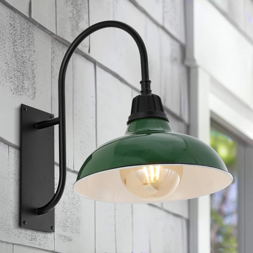 Industrial Indoor/Outdoor Iron LED Gooseneck Arm Outdoor Sconce. Picture 4