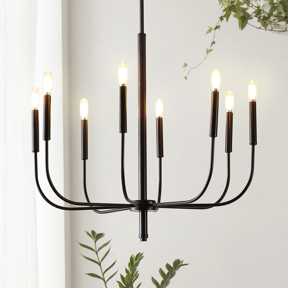 Amoros Modern Mid Century Iron LED Chandelier. Picture 7