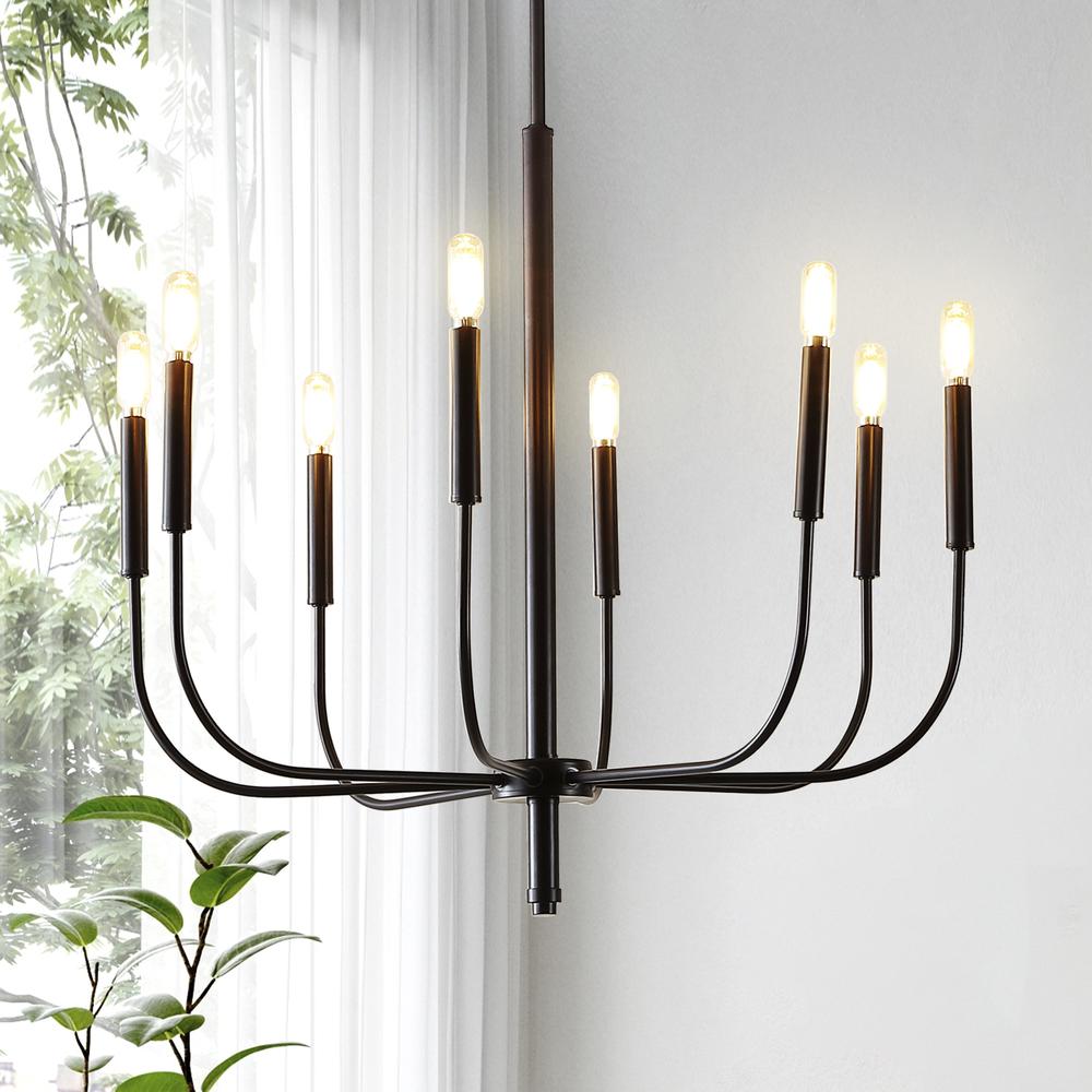 Amoros Modern Mid Century Iron LED Chandelier. Picture 8