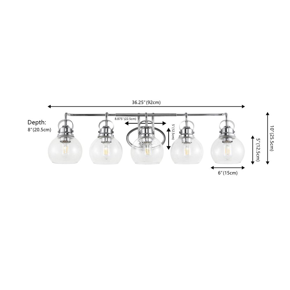 Shirley 5-Light Metal/Seeded Glass Vanity Light. Picture 5