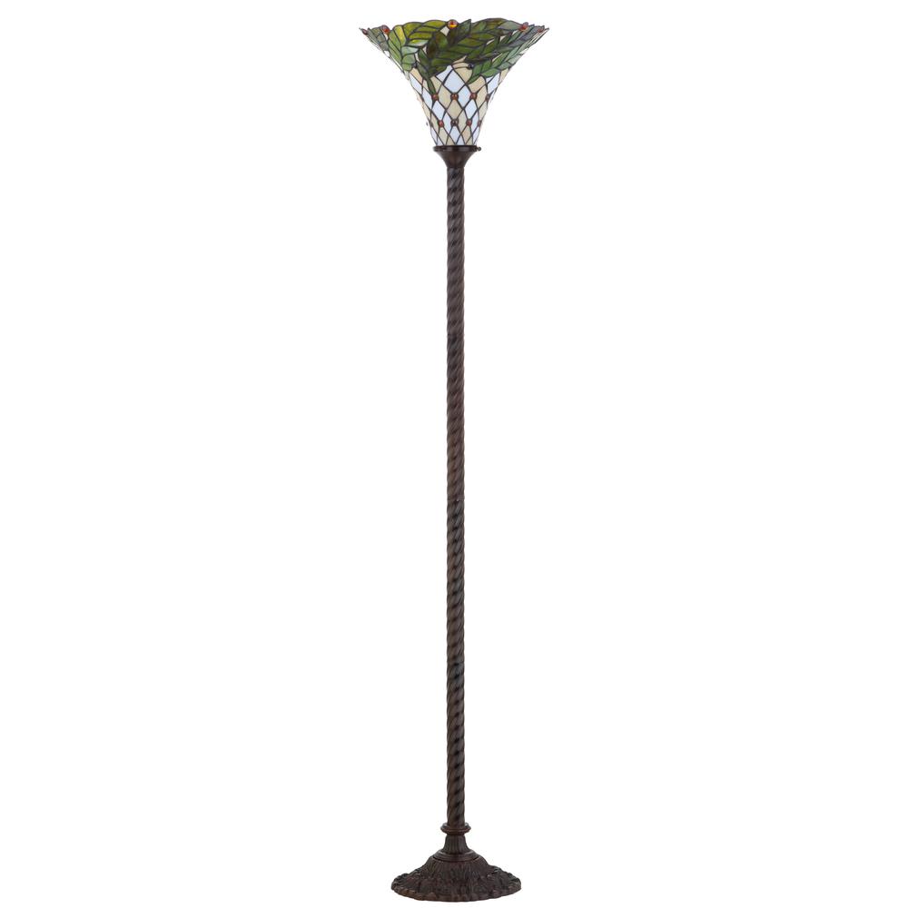 Botanical Tiffany Style Torchiere LED Floor Lamp. Picture 2