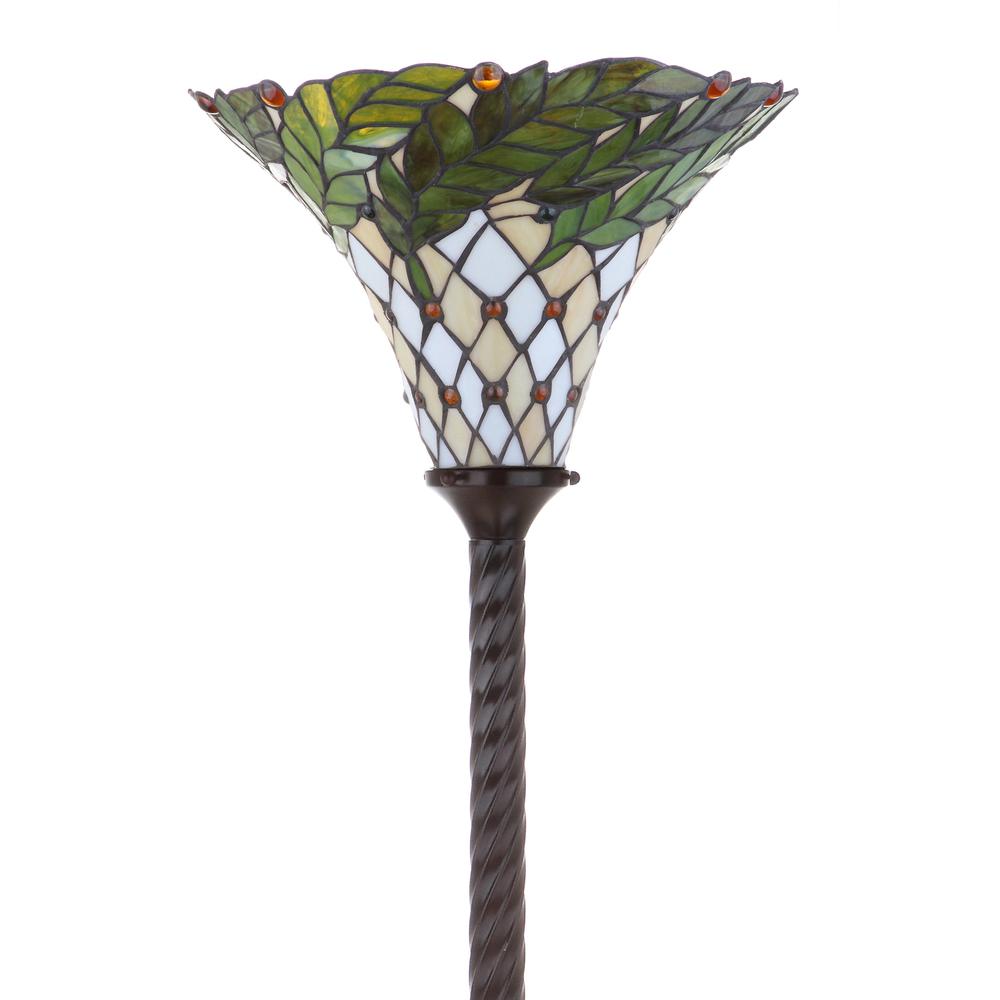 Botanical Tiffany Style Torchiere LED Floor Lamp. Picture 8